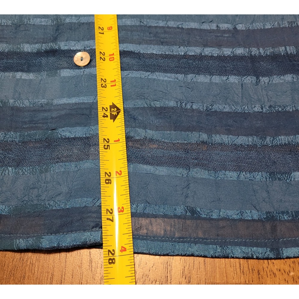 NWT Alfred Dunner Women's Blue Striped Sheer Long Sleeve Button Up Shirt Size 14 - Picture 6 of 9